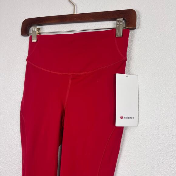 Lululemon Base Pace High Rise Crop 23” NWT Size 6 Red Nulu Running Tight - Picture 4 of 7